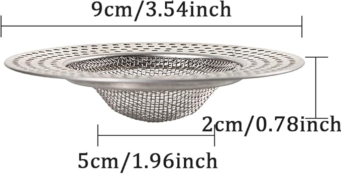 2pcs Heavy Duty Stainless Steel Slop Basket Filter Trap,3.54" Top / 1.65" Mesh Metal Sink Strainer,Perfect for Kitchen Sink/Bathroom Bathtub Wash Basin Floor Drain Balcony Drain Hole,Utility