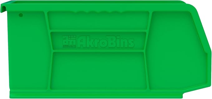 Akro-Mils 30230 AkroBins Plastic Storage Bins, Space-Saving Stackable Bins for Garage, Pantry, Craft Organization, 11-Inch x 5-Inch x 5-Inch, Green, 12-Pack