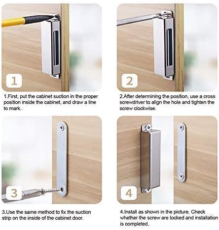 Mousike Cabinet Magnets 30lb Stainless Steel Magnetic Door Catch with Strong Magnetic for Kitchen Cupboard Wardrobe Closet Cabinet Door Drawer Latch(2.1"(Silver 20 Pack))