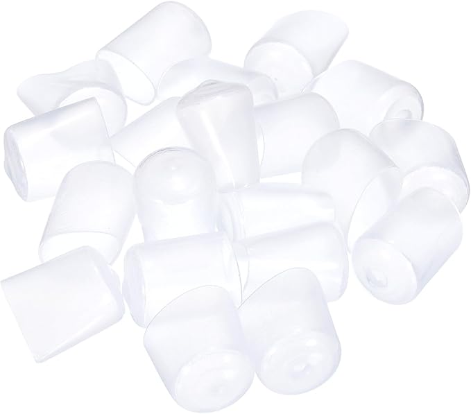 uxcell 20pcs Rubber End Caps 19mm(3/4") ID Vinyl PVC Round Tube Bolt Cap Cover Screw Thread Protectors Clear