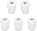 Labasics 5-Pack 2# Single-Hole Silicone Stoppers, White Tapered Lab Seal Stoppers with 0.31" Hole, Durable and Reusable Silicone Plugs for Laboratory Glassware, Airtight Sealing, and Experiments