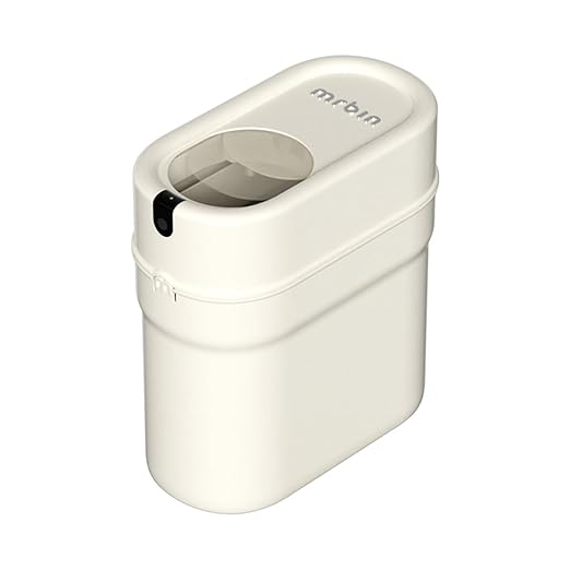 MRBIN Slim Automatic Bathroom Trash Can, 10L/2.6gal Touchless Pull Out Bagging Motion Sensor Waste Basket, Electric Smart Garbage Pail for Narrow Rv, Kitchen, Bedroom, White