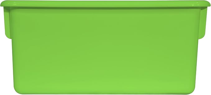 Wood Designs Cubby Storage Bin, Heavy Duty Plastic Containers for Kids Lime Green Cubby Tray Set of 12