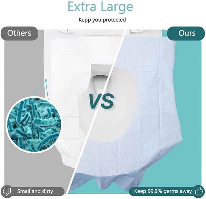 Disposable Waterproof Toilet Seat Covers (10-Pack) – Individually Wrapped XL Portable Potty Liners for Travel, Kids & Adults – Non-Flushable Hygienic Public Restroom Protector, Universal Fit