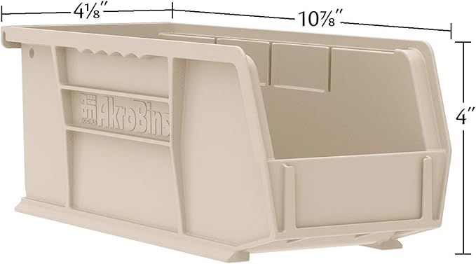 Akro-Mils 30224 AkroBins Plastic Storage Bins, Space-Saving Stackable Bins for Garage, Pantry, Craft Organization, 11" L x 4" W x 4" H, Green, 12-Pack