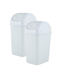 Superio Medium Trash Can with Lid 4.5 Gallon Plastic Swing Top Garbage Can Slim Waste Bin for Under Sink/Cabinet, Laundry Room, Kitchen, Office, Bedroom, Bathroom, College Dorm, 18 Qt, White, 2