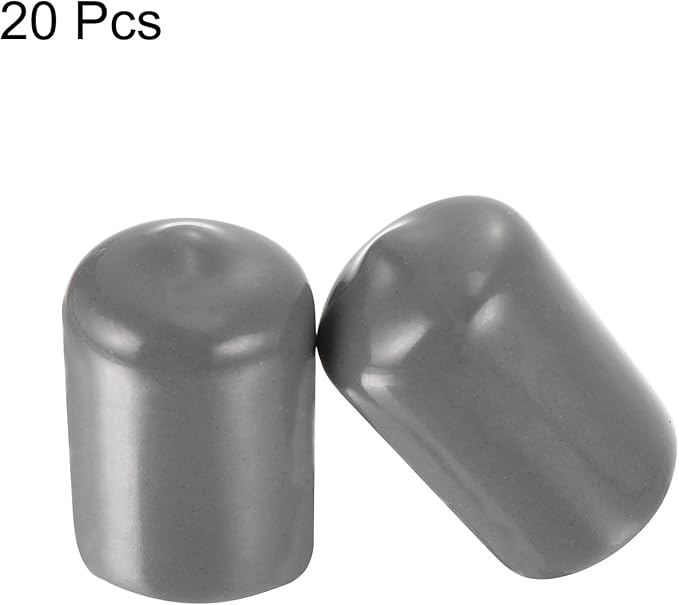 uxcell 20pcs Rubber End Caps 14mm ID Vinyl PVC Round Tube Bolt Cap Cover Screw Thread Protectors Dark Grey