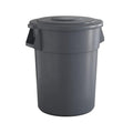 55 Gallon Gray Round Commercial Trash Can with Lid