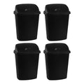 6 Gallon / 25 L Trash Can, 4-Pack, Plastic Swing Lid Garbage Waste Bins Container for Kitchen, Bedroom, Office, Living Room, Bathroom, Black