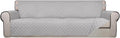 PureFit Reversible Quilted Sofa Cover, Water Resistant Slipcover Furniture Protector, Washable Couch Cover with Non Slip and Elastic Straps for Kids, Dogs, Pets (XX Large, Light Gray/Light Gray)