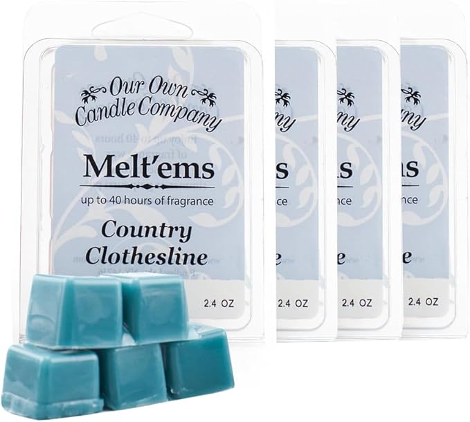 Our Own Candle Company Premium Wax Melt, Country Clothesline Scent, 6 Cubes, 2.4 oz (4 Pack)