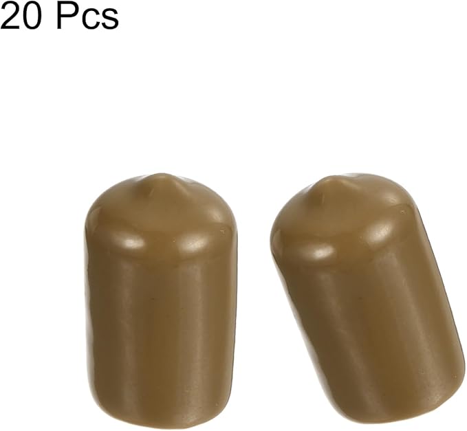uxcell 20pcs Rubber End Caps 13mm ID Vinyl PVC Round Tube Bolt Cap Cover Screw Thread Protectors Light Brown