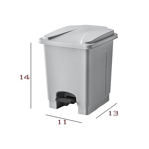 PRO&Family Step-On Trash Can with Lid, Plastic Waste Bin, Foot Pedal Operation (Gray, 4 Gallon)