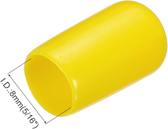 uxcell 20pcs Rubber End Caps 8mm(5/16") ID Vinyl PVC Round Tube Bolt Cap Cover Screw Thread Protectors Yellow