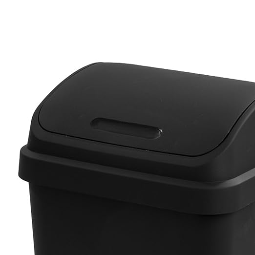 Sterilite 16-Pack Swing Top Wastebasket, Sleek Square Profile Trash Can, 13 Gallon, Black - Modern Garbage Bin for Kitchen, Bathroom, Garage and Workspace, Fits 13 Gal Liners