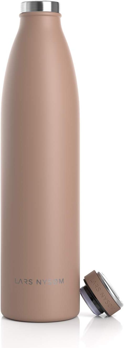 LARS NYSØM Stainless Steel Insulated Water Bottle 12oz 17oz 25oz 34oz 51oz | Insulated Thermo Flask for Hot and Cold Beverages | Leakproof Drinking Bottle (Mocha Brown, 33.9 oz)