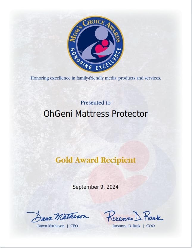 OhGeni 100% Waterproof Mattress Protector, Queen Size Mattress Pad, Fits 6"-20" Mattresses with Deep Pocket, Cooling, Breathable Fitted Sheets, Soft Bed Cover, Noiseless, Machine Washable