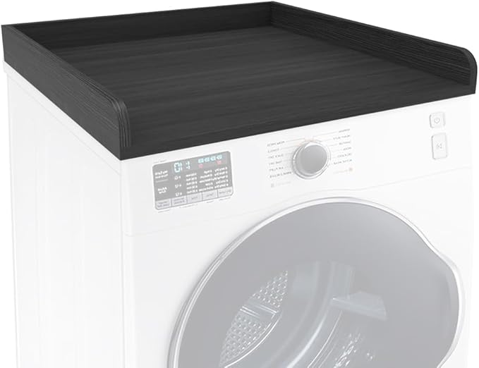 Washer Dryer Countertop Only,Edge Rails-27.5" Depth*27.5" Width Laundry Room Organization,High-Adhesion Non-Slip Protective Layer,with Edge Rails (Black)