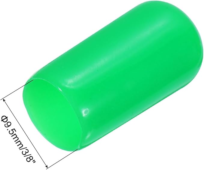 uxcell 20pcs Rubber End Caps 9.5mm(3/8") ID Vinyl PVC Round Tube Bolt Cap Cover Screw Thread Protectors Green