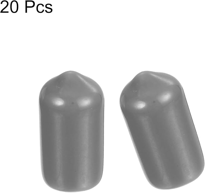 uxcell 20pcs Rubber End Caps Protective Caps 8.5mm ID Vinyl PVC Round Tube Bolt Cap Cover Screw Thread Protectors, Light Grey
