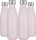 HASLE OUTFITTERS 17oz Stainless Steel Water Bottles Bulk, Vacuum Insulated Water Bottles Double Walled Powder Coated Reusable Metal Sports Water Bottles Keep Drinks Hot and Cold,Pink,4Packs