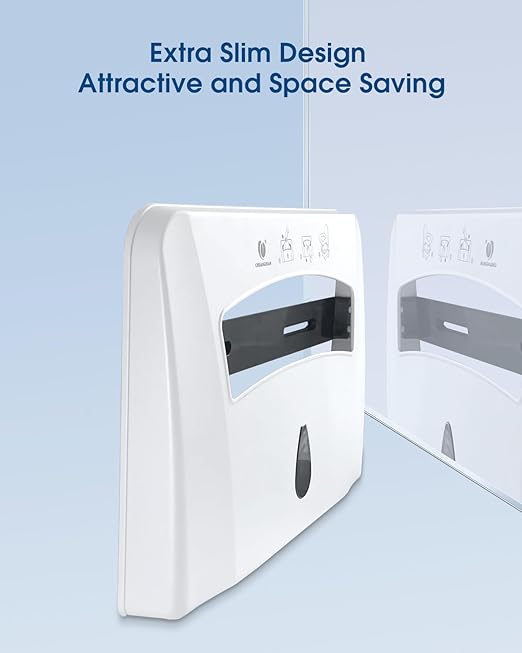 Toilet Seat Cover Dispenser (2-Pcs) Wall Mounted Compatible with Half-fold Disposable Toilet Seat Paper Liners, for Restroom/Bathroom, CHUANGDIAN, White x 2 Pcs