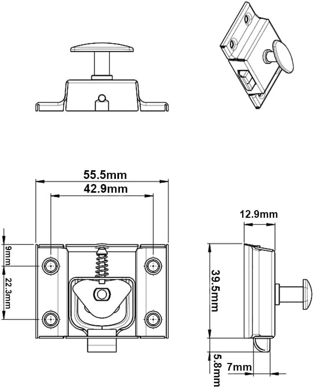 QCAA Oval Turn Cabinet Latch, for Cupboard & Other Furniture, Large, Matte Black, Made in Taiwan, 4 Pack