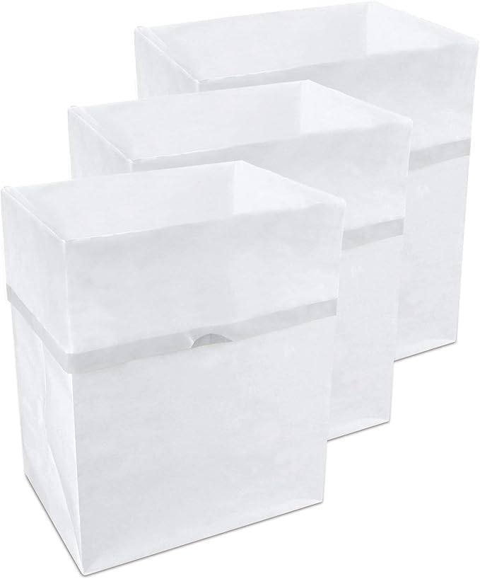 13 Gallon Disposable Pop-Up Trash Cans (3-Pack) with Fitted Bags – Foldable Garbage & Recycling Bins for Parties, Events & Kitchen (White, 17" H x 13.5" W x 10" D)