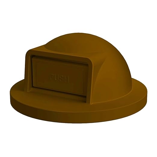42 Gallon Round 100% Recycled Plastic Heavy-Duty Commercial Outdoor and Indoor Trash Can with Push Open Dome Lid and Internal Liner | Great for Schools and Businesses - Brown