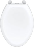 Gerber Universal Elongated Toilet Seat with Cover, Soft Close, Top Mount, Easy Install, Heavy-Duty Plastic, Adjustable Fit for Standard Elongated Toilets, Fade-Resistant, White G0099849