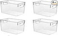 Clear Pantry Organizer Bins, Plastic Organizers & Storage Containers, Cabinet Organizer, Home Organization Must Haves for Kitchen, Laundry Room, Office, Closet & Freezer (4 Pack)
