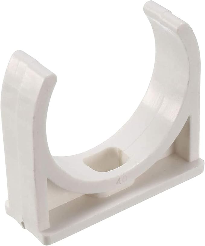 30 Pcs U-Shaped PVC Water Pipe Clamps, U-Shaped Buckles Fit for 1-1/2" (40mm) Water Pipes and TV Trays Tubing Hose Hanger Support Pex Tubing (White)