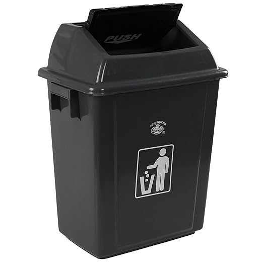 4 Pack Plastic Swing Lid Trash Can, 6 Gallon Trash Cans with Swing Lid, Grey