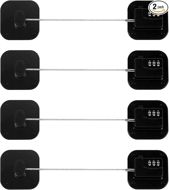 Refrigerator Lock, Combination Lock for Refrigerator Cabinets, Drawers, Heavy Duty Fridge Lock, Easy Install No Keys Needed (Black-4Pack)