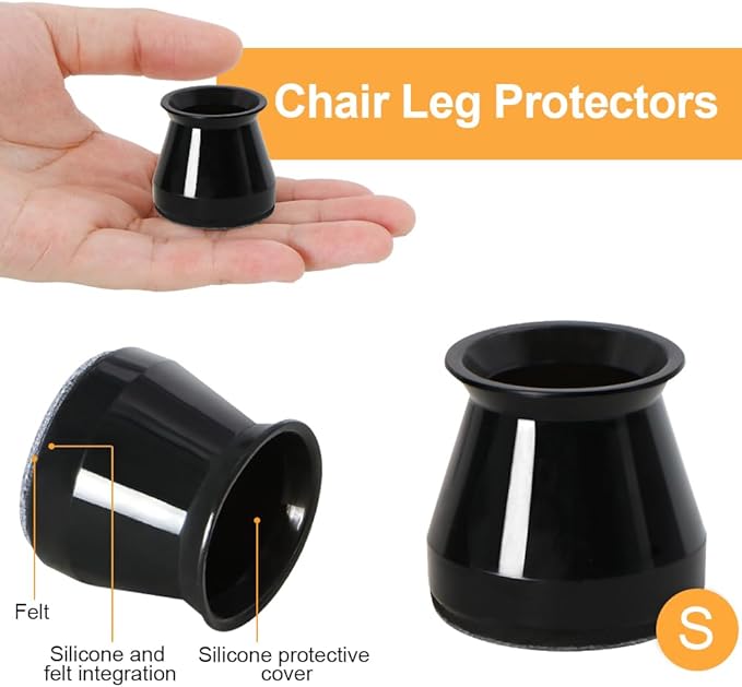 32 Pcs Chair Leg Protectors for Hardwood Floors, Silicone Felt Furniture Leg Cover Pad for Protecting Floors from Scratches and Noise, Smooth Moving，Small(Fit Round Diameter：5/16" to 1-5/16")