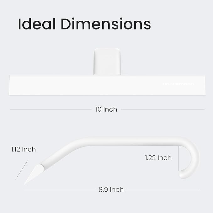 dancemoon JustHang Shower Squeegee for Glass Doors, All-One-Piece Silicone with Built-in Hook Design for Easy Hanging and Cleaning, 10 Inch White