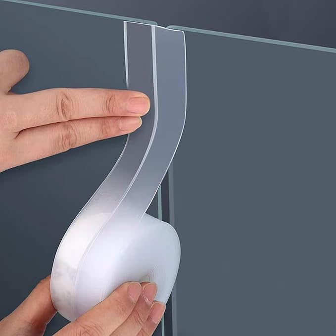 No Residue 32.8FT Door Weather Stripping Door Seal Strip, Silicone Sealing Sticker Sealing Tape for Door Draft Stopper Self Adhesive for Doors, Windows,(Transparent,45MM)