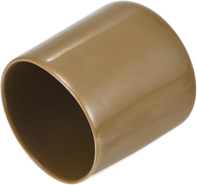 uxcell 20pcs Rubber End Caps 38mm(1 1/2") ID Vinyl PVC Round Tube Bolt Cap Cover Screw Thread Protectors Light Brown