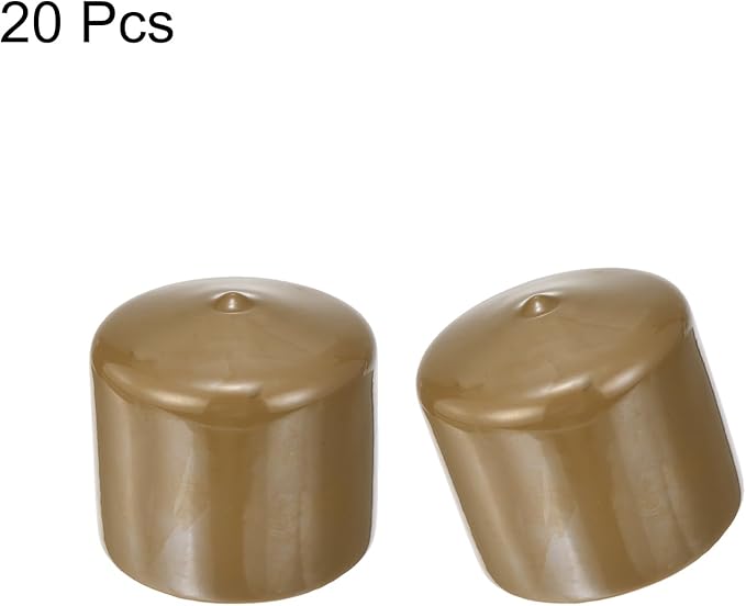 uxcell 20pcs Rubber End Caps 48mm(1 7/8") ID Vinyl PVC Round Tube Bolt Cap Cover Screw Thread Protectors Light Brown