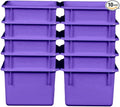 Wood Designs Cubby Storage Bin, Heavy Duty Plastic Containers for Kids Purple Cubby Tray Set of 10