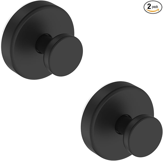 Suction Cup Hooks for Shower, Removable Towel Hooks for Bathroom Window Glass Door Wall, Bath Robe Looafh Wreath Hook for Hanging - 2 Pack, Black