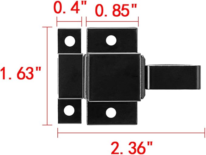 2 Packs Self-Closing Latches, Black Spring Door Lock, Aluminum Alloy Automatic Gate Latch with Spring Loaded Pin, Security Window & Cabinet Lock