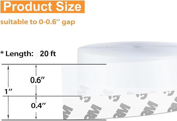 Door Weather Stripping Door Seal Strip Tape,Silicone Door Draft Stopper,Self Adhesive Shower Door Bottom Seal and Door Insulation Strip for Door Frame Windows and Glass Gaps 20 Ft (Transparent, 25mm)