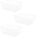 16" L x 12" W Wider Freezer Storage Organizer Baskets Container, Metal Wire Chest Upright Refrigerator Divider Bins with Built-in Handles for Cabinet, Pantry, Closet, Kitchen（3 Pack）