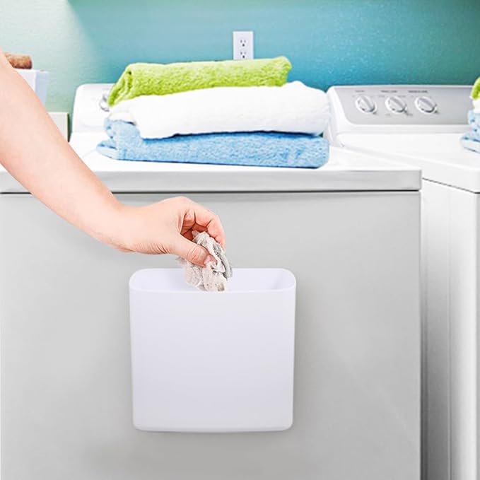 Picowe Magnetic Laundry Storage, Large Lint Holder Bin, Space-Saving Trash Container Hanging on Dryer, Washer or Wall Mount (Gray White)