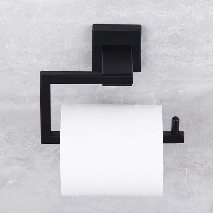 Matte Black Toilet Paper Holder SUS 304 Stainless Steel Wall Mounted Toilet Tissue Roll Holder for Bathroom