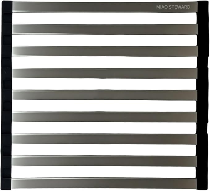 Foldable Dish Drying Rack, Over The Sink Dish Drying Rack ，Dish Drying mat，Dish Drying mats for Kitchen Counter，Stainless Steel Multifunctional mat(16.54×12.8in)