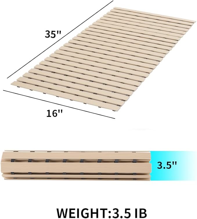 Shower-Mat Non Slip, PADOOR Heavy Duty Bathtub-Mat Curlable Quick Drain Sturdy Bath Tub Mat Without Suction Cups for Indoor Outdoor Use 17x36 Inch Beige