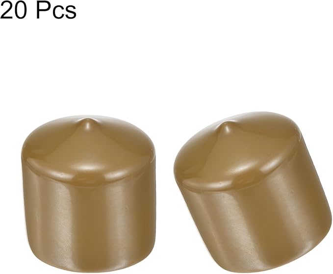 uxcell 20pcs Rubber End Caps 35mm(1 3/8") ID Vinyl PVC Round Tube Bolt Cap Cover Screw Thread Protectors Light Brown