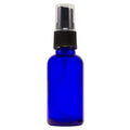 1 oz Cobalt Blue Boston Round Glass Bottle with Black Fine Mist Sprayer 12/bx